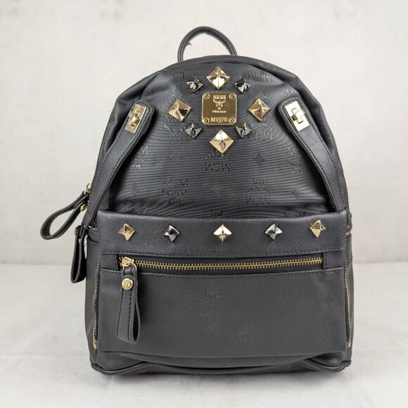 MCM Handbags - MCM Rucksack Visetos Black Canvas Small Leather Backpack
